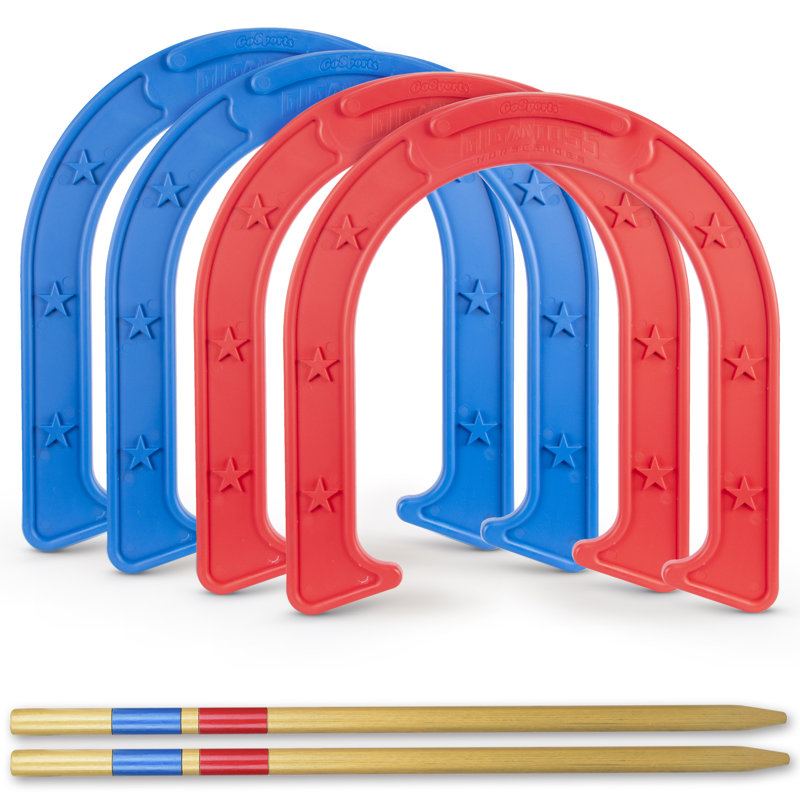 Ensemble de fers à cheval GoSports - fabriqué en plastique durable avec des piquets en bois