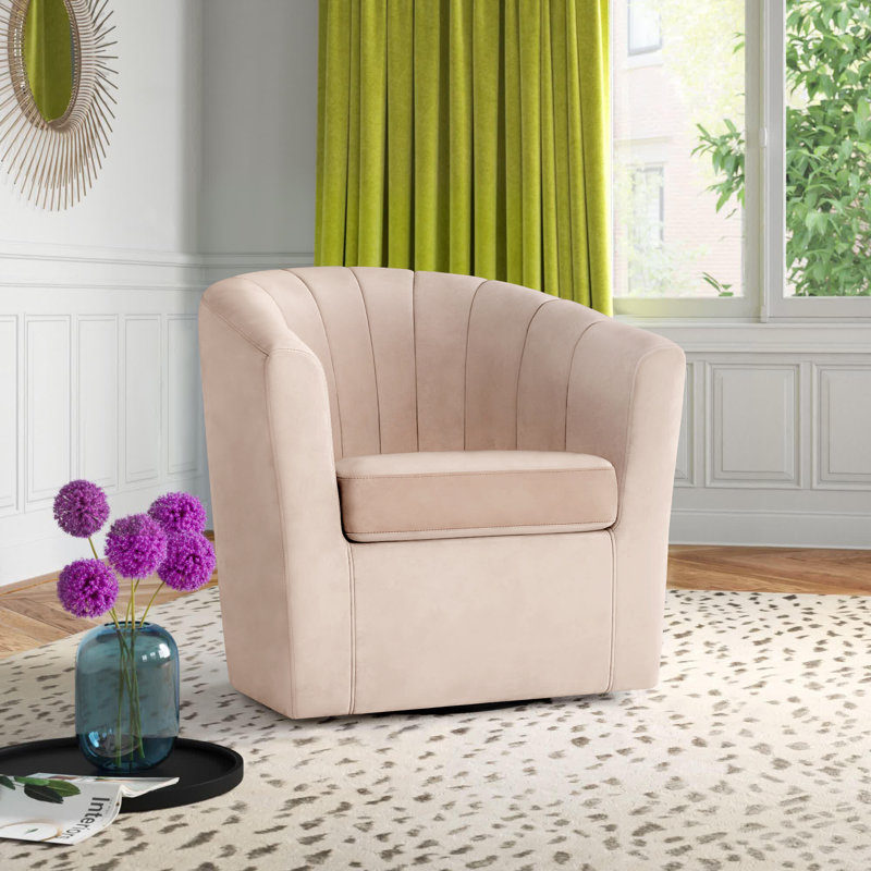 Coeur Velvet Swivel Barrel Chair, Champagne Velvet