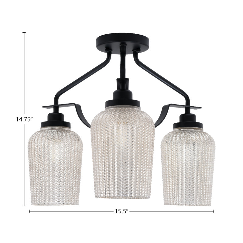 Plafonnier semi-encastré 3 lumières Odyssey, Noir mat