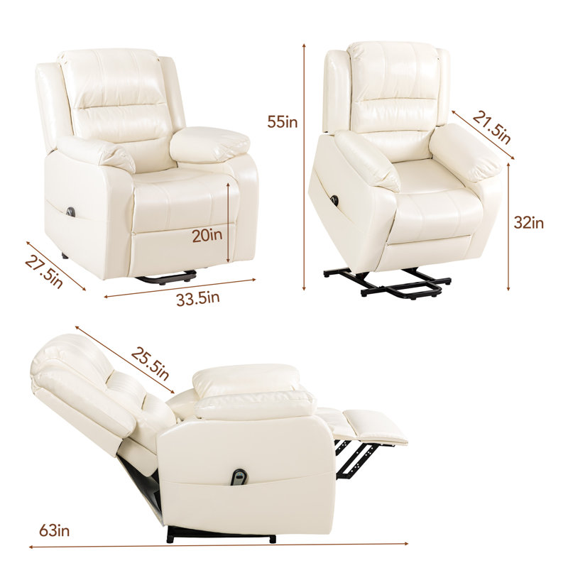 Fauteuil inclinable relevable en similicuir, Similicuir beige