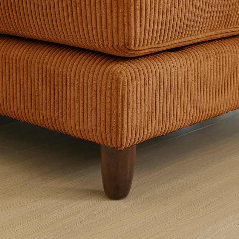 Canapé modulaire en velours côtelé de 132 po de largeur 132 pièces, Velours côtelé jaune