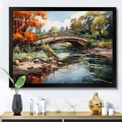 Maddoc " Maddoc Beige Bridge Impressionist Crossing An I " Mixed Media Print