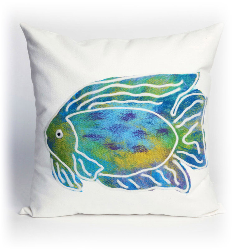 Rupert Batik Fish Outdoor Square Pillow Cover & Insert, 20"