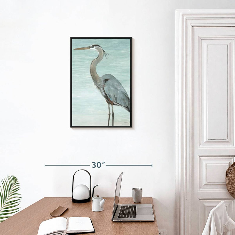 Grand héron, Cadre flottant noir, 17 po x 25 po