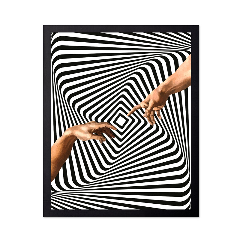 Illusion optique des mains, Cadre noir, H 24 po x l 32 po, Affiche