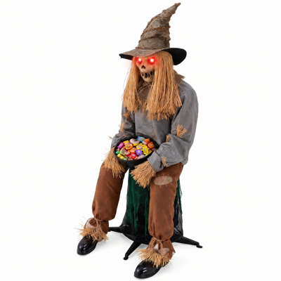 Halloween Life-Size 4ft Animated Sitting Scarecrow