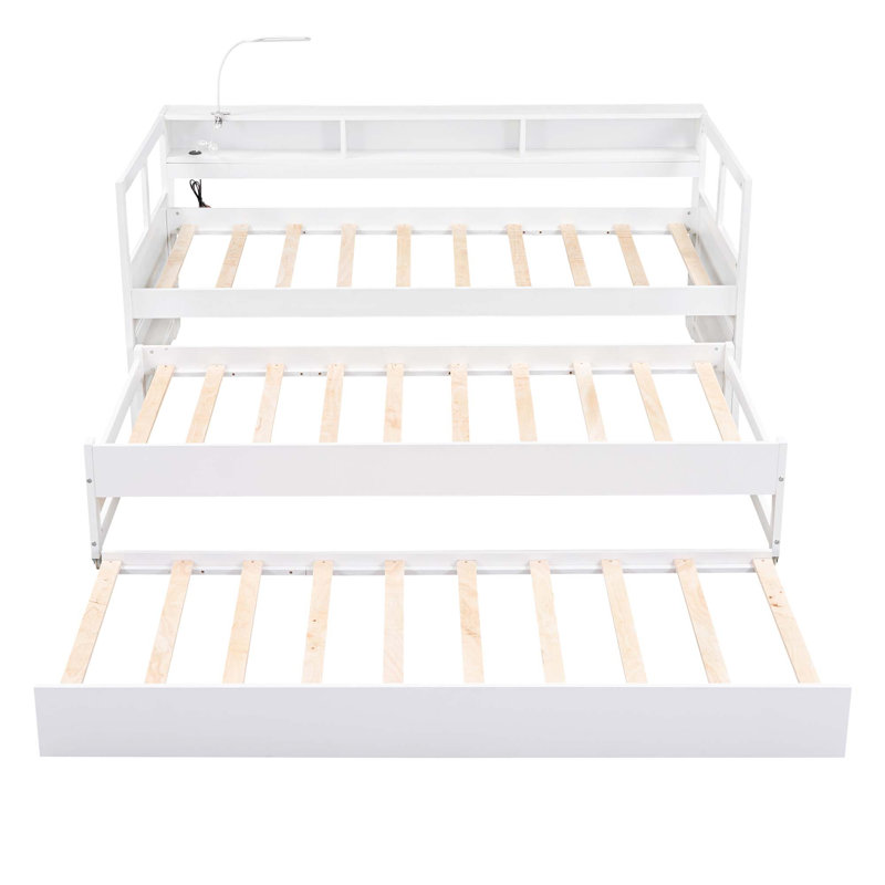 Lit de jour simple en bois Azden, Blanc, Simple extra long