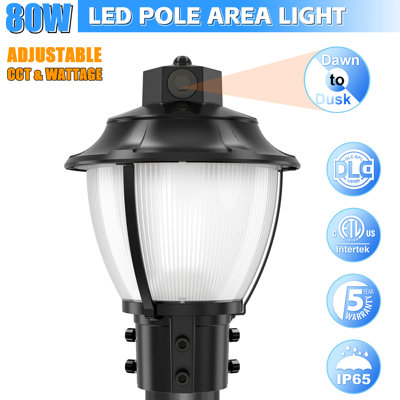 LED Post Top Parking Lot Street Area Lights 80W/60W/48W 11200LM 3000K/4000K/5000K AC100-277V Parking lot Street Lighting with Photocell Dusk to Dawn IP65 Waterproof