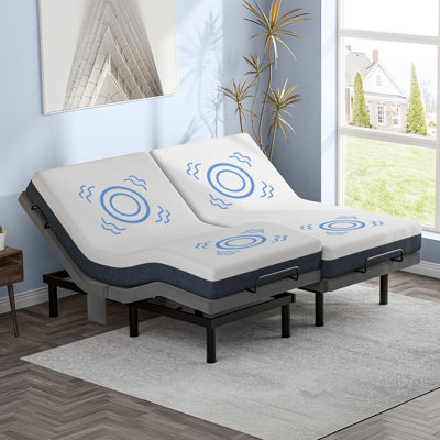 Massage Adjustable Bed Frame with Zero Gravity, Anti-snoring, Wireless Remote, Electric Bed Base Frame with Adjustable Legs and USB Ports