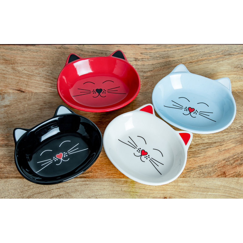 Plats pour chat Oscar, Bleu / crème / noir / rouge