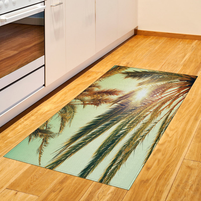 Palm Leaf High Density Long Fiber Poly Threads Decorative Area Rug Carpet, Rectangle 2'7" x 5'