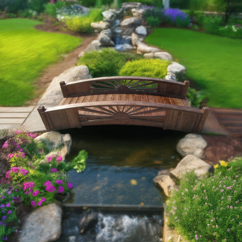 Sunburst Wood Garden Bridge