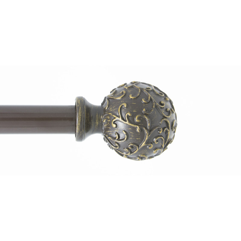 Veun Adjustable 1'' Single Curtain Rod, 1" H x 48" W x 1" D, Gilded White