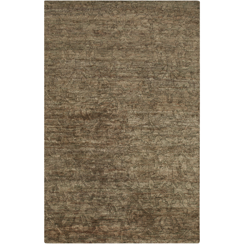Tapis brun clair en jute noué à la main Limewood, Rectangle 8 pi x 11 pi