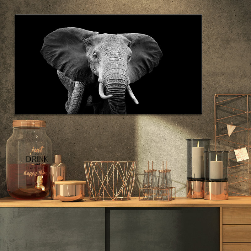 Artistique éléphant - impression sur toile tendue, H 16 po x l 32 po x P 1 po