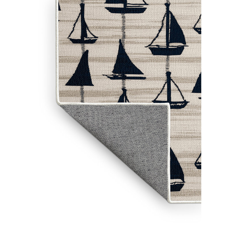  Tapis bord de mer lavable Silhouettes, Rectangulaire 7 pi x 10 pi