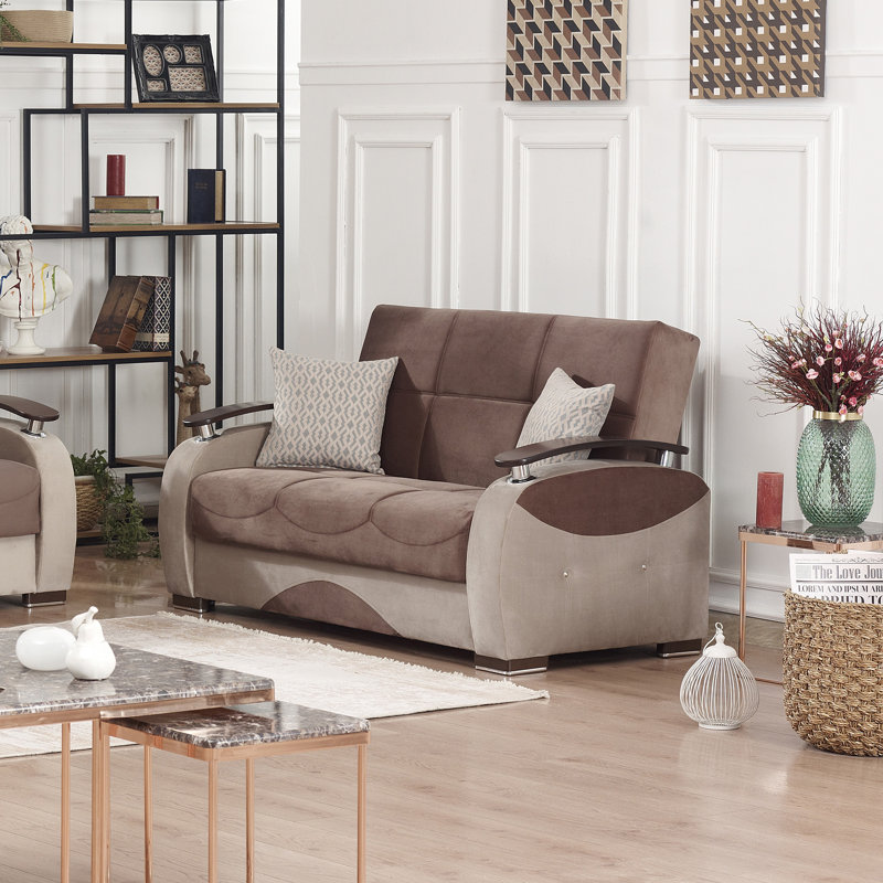 Causeuse convertible avec rangement Primalest Yalise Collection, Brun