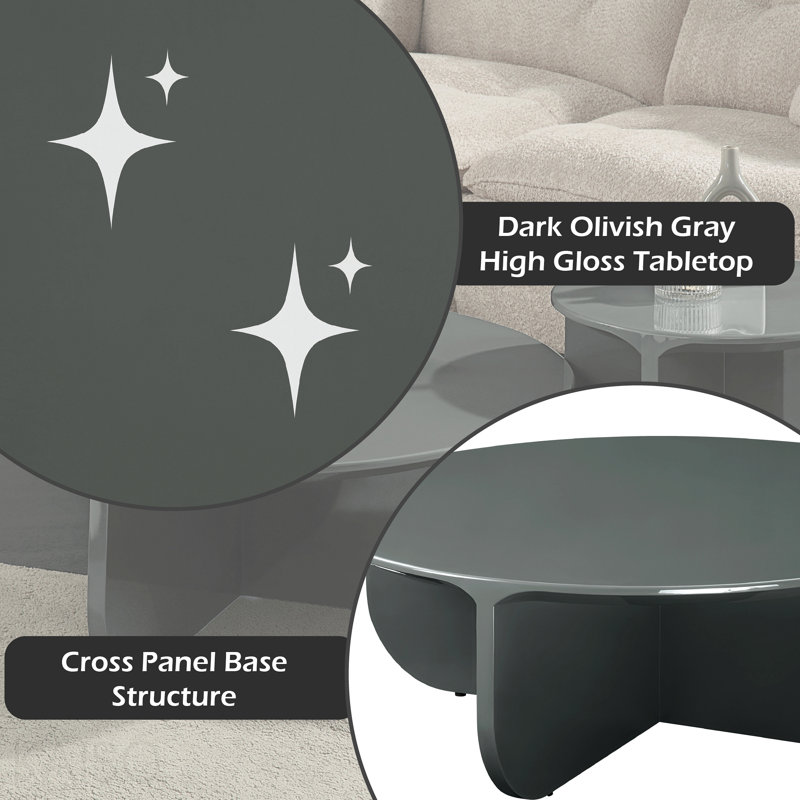 Table basse, Lamond, olive foncé ultrabrillant