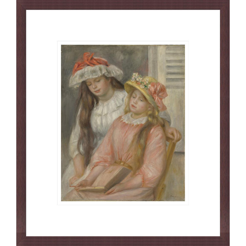 Jeunes filles regardant un album de Pierre-Auguste Renoir, impression giclée encadrée, H 15,84 po x l 13,75 po