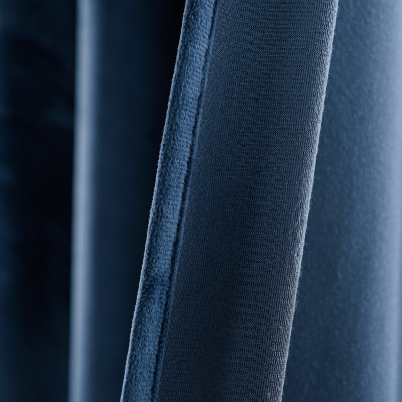 4Pcs Velvet Solid Color Metal Grommets Room Darkening Curtain Panels (Set of 4), 52" W x 90" L, Dark Blue