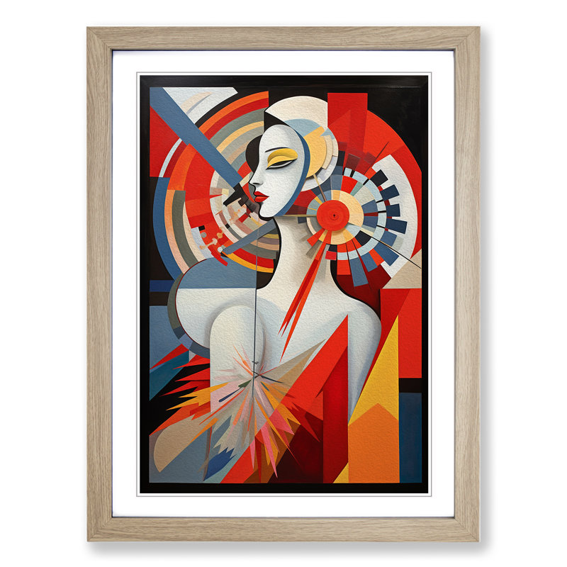 Angel Constructivism Art - Framed Print, Oak Framed, 64cm H x 46cm W x 2cm D