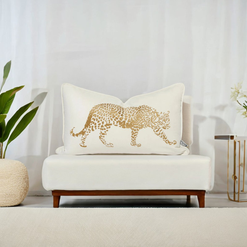 Coussin léopard noir et blanc Leopard, Blanc