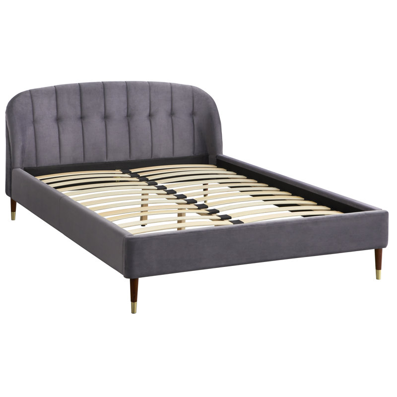 Lymansville Wingback Platform Bed, Gray Velvet