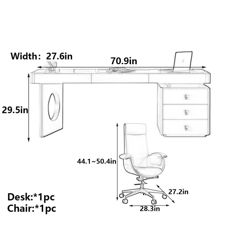 Modern Light Luxury Rock-Panel Office Desk
