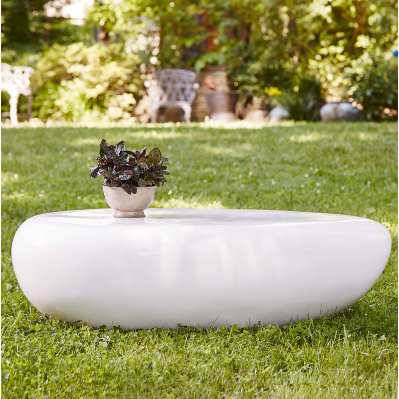 River Stone Solid Coffee Table, White, 14" H x 42" L x 26" W