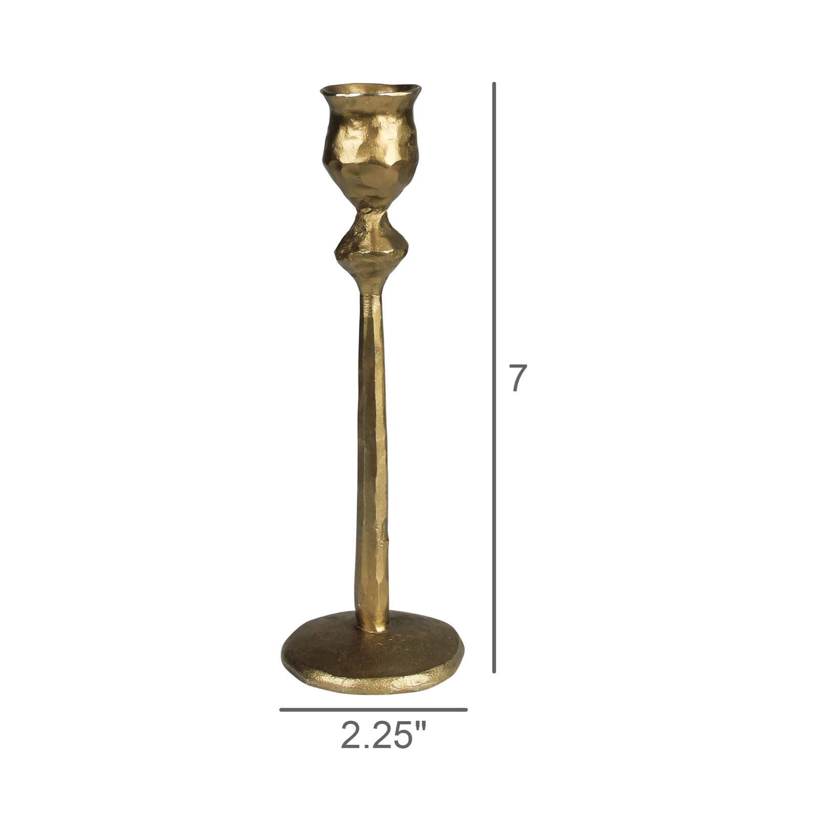 Brass Candlestick Holder, 7" H x 2.25" W x 2.25" D