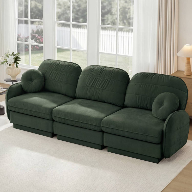 Canapé en chenille Cloud, H 37,4 po x l 105,1 po x P 33,4 po, Vert