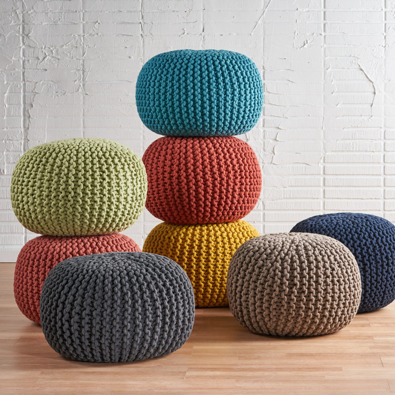 Durston Upholstered Pouf, Dark Yellow 100% Cotton