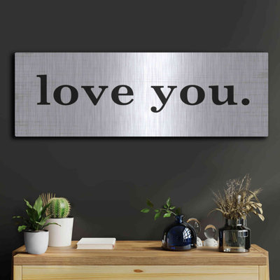 Latitude Run® 'Love You' by Lettered & Lined, Metal Wall Art, 36"x12"