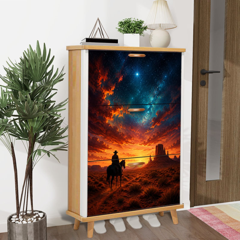 Armoire de rangement pour chaussures avec 3 tiroirs rabattables pour cowboy Western