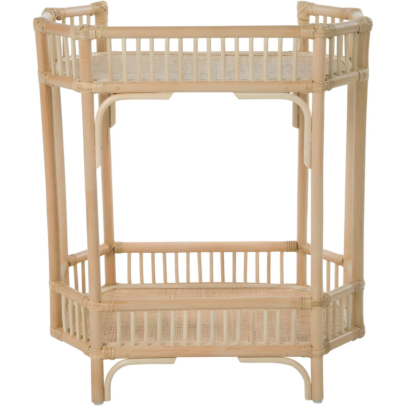 Manhattan 2-Tier Rattan Console Table With Dual Shelves, Handcrafted Natural Rattan Design