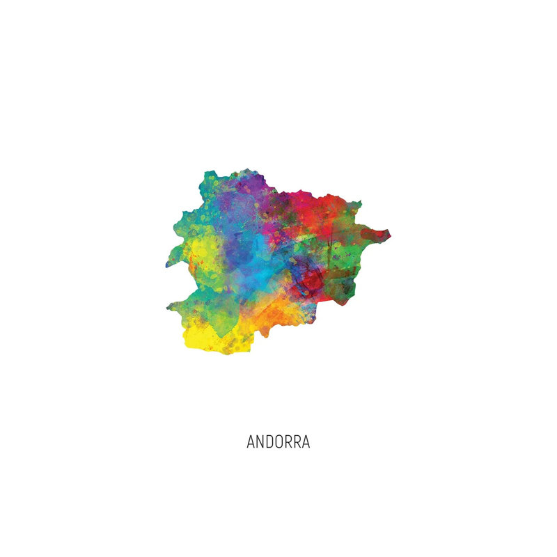 Andorra Map by Michael Tompsett - 1 Piece Floater Frame Wall Art on Canvas, 20.32 cm H x 30.48 cm W, Wrapped Canvas