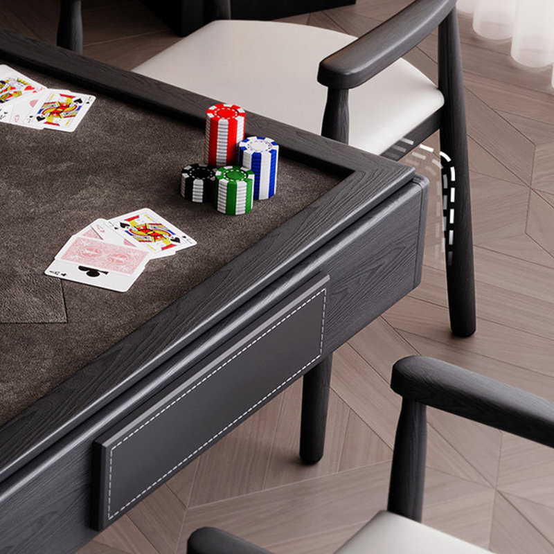 35.43"Solid Wood Ash Black Automatic Dual-Purpose Dining & Poker Table