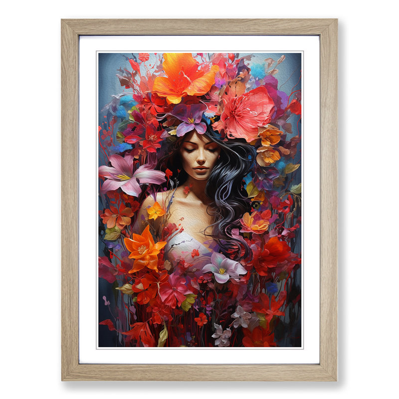 Wildflowers Informel No.2 - Framed Print, Oak, 64cm H x 46cm W x 2cm D