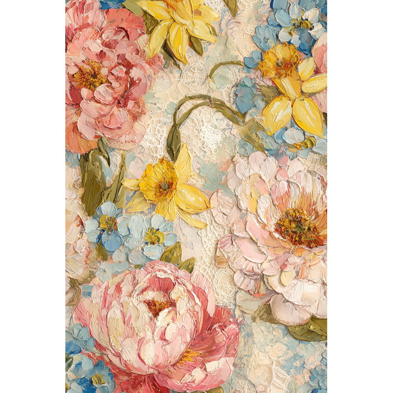 Papier peint floral avec empâtement mural