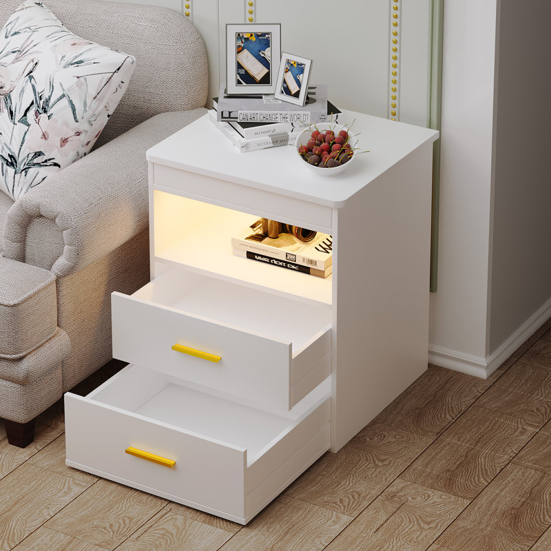 45 cm W Bedside Table, White