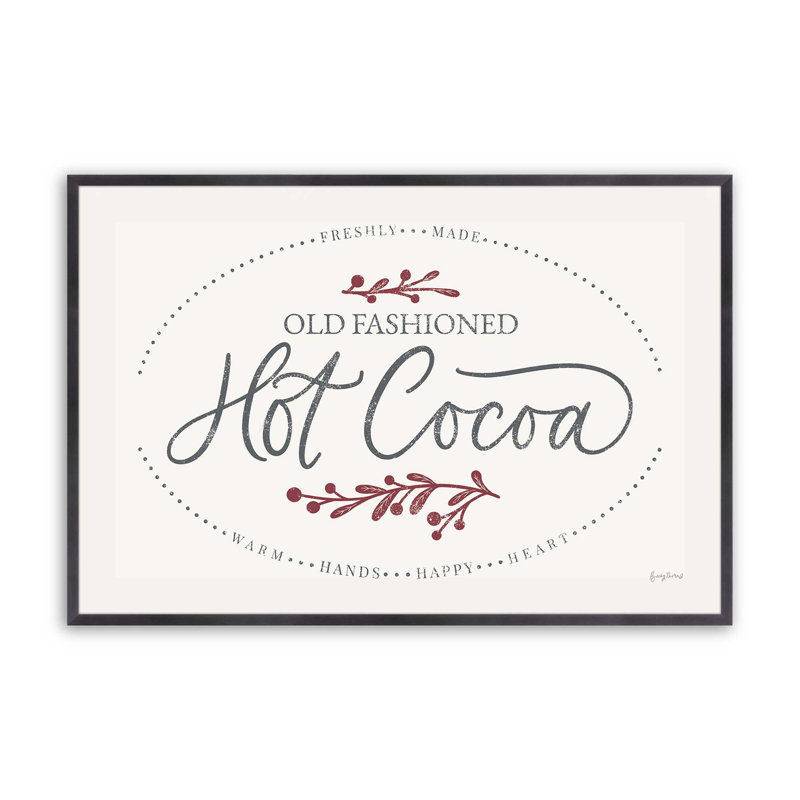 Impression de signe «Hot Cocoa», H 12,25 po x l 15,25 po x P 1,25 po, Cadre simple en zinc patiné