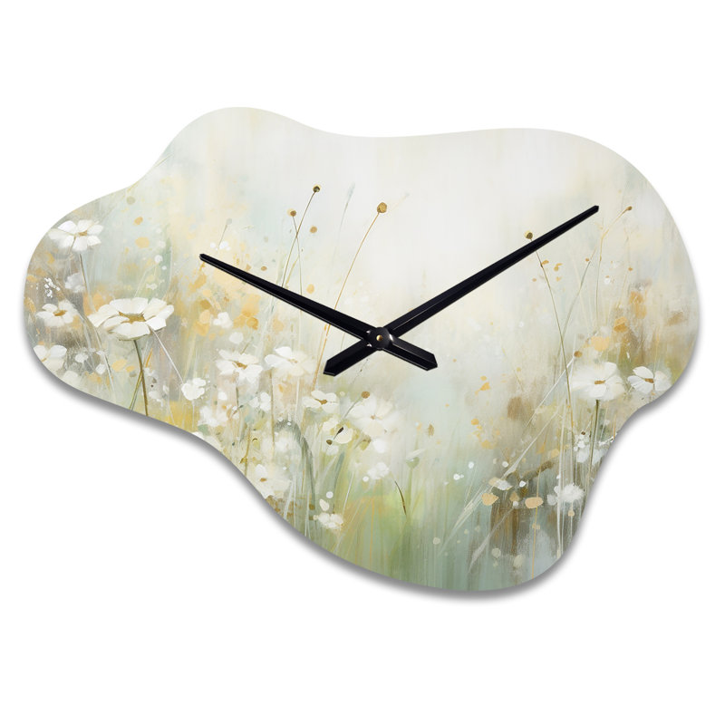 Horloge murale verte et beige Serene Meadows II - Botanicals Cloud, Petit