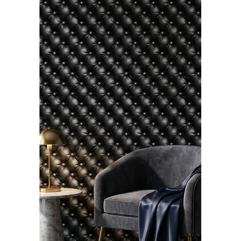 Papier peint luxueux à motif de losanges noirs de luxe