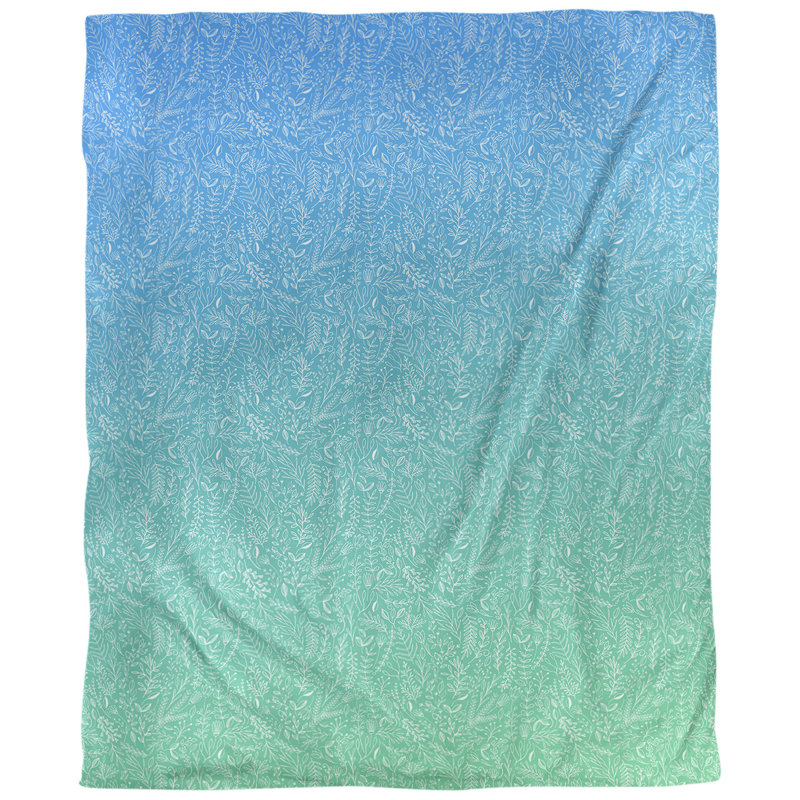 Tissu ditsy, Bleu / vert, L 58 po x l 36 po, Faux lin