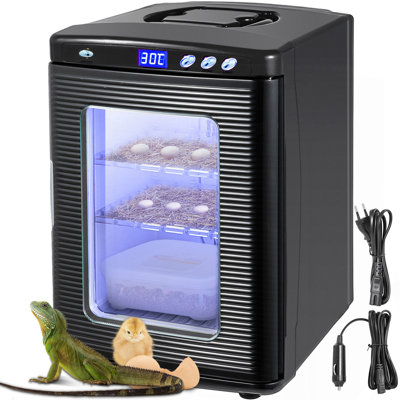 Black Reptile Incubator 25L Scientific Lab Incubator Digital Incubator Cooling and Heating 5-42°C Reptile Egg Incubator 12V/110V Work for Small Reptiles