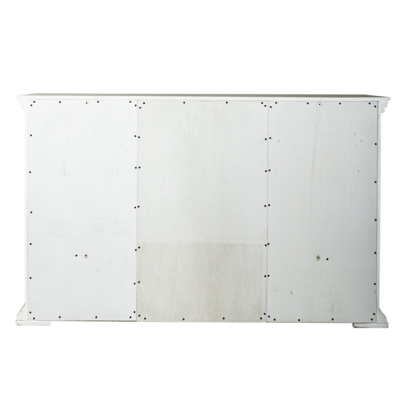 Ensemble de chambre à coucher avec lit à panneaux, commode et miroir Temple Cloud, Grand, Blanc