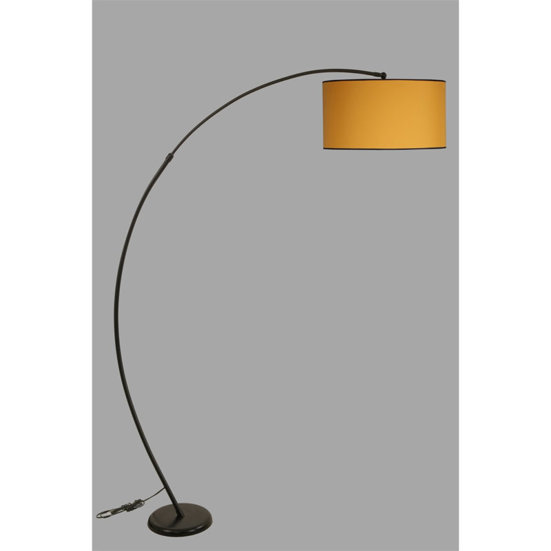 Emelia 185cm Arched Floor Lamp, Black, Yellow