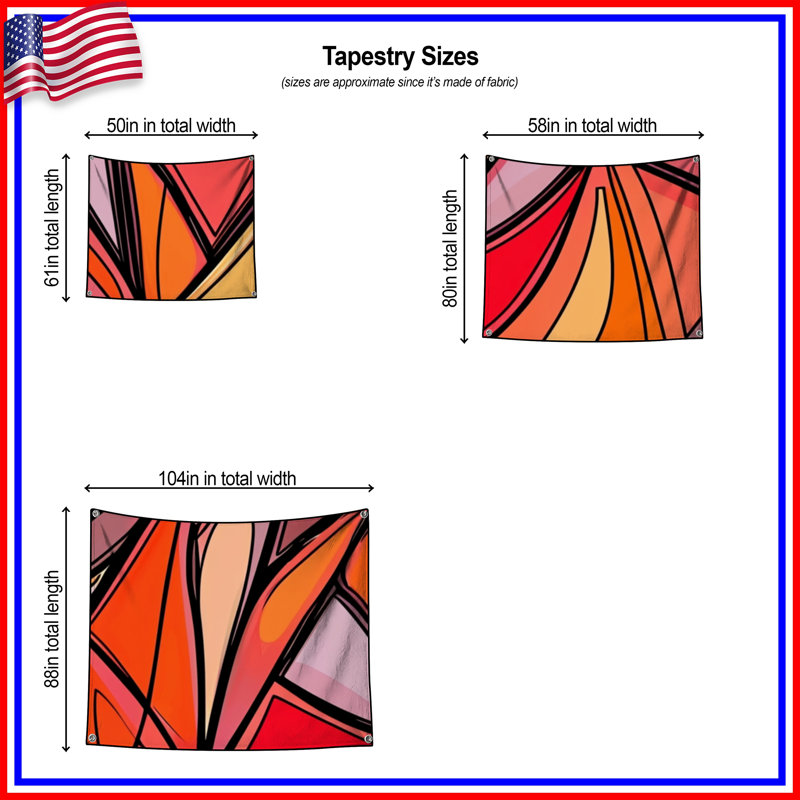 Tapisserie murale abstraite - art mural, H 104 po x 88 avec 4 œillets