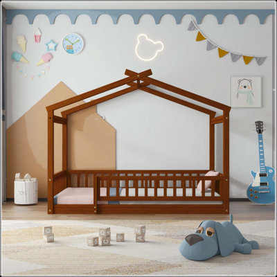 House Bed with Roof and Fence