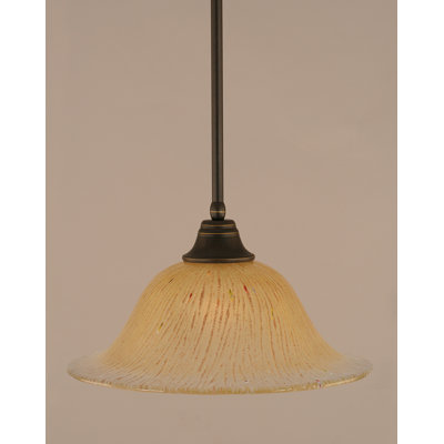 Bober Stem Hung Pendant Shown In Dark Granite Finish With 17" Crystal Glass
